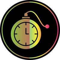 Pocket Watch Glyph Due Color Icon Design vector