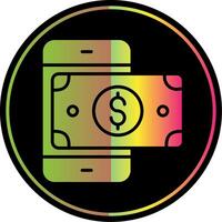 móvil dinero glifo debido color icono diseño vector