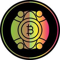 global bitcoin glifo debido color icono diseño vector