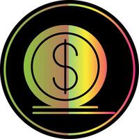 Dollar Coin Glyph Due Color Icon Design vector