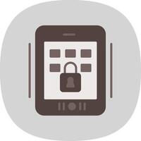 Tablet Secure Flat Curve Icon Design vector