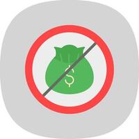 No dinero plano curva icono diseño vector