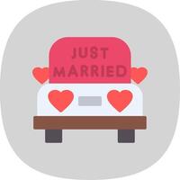 Wedding Car Flat Curve Icon Design vector