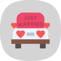 Wedding Car Flat Curve Icon Design vector