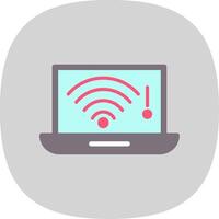 No Wifi Flat Curve Icon Design vector