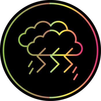 Thunder and Lighning Line Gradient Due Color Icon Design vector