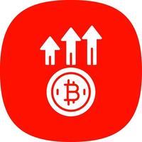 Bitcoin Up Glyph Curve Icon Design vector