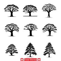 Shadows of Serenity Captivating Tree Silhouette Designs for Inspirational Art vector