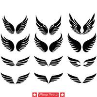 Divine Aura Detailed Wings Silhouettes for Designers vector