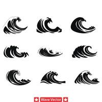 Whirlpool Wonders Captivating Wave Silhouettes for Artistic Works vector