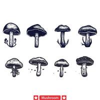Forest Fantasy Fables Captivating Mushroom Silhouettes for Creative Adventures vector