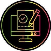 trabajo ordenador personal línea degradado debido color icono diseño vector