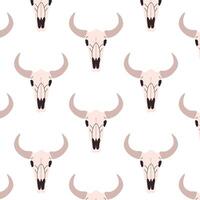 Seamless pattern with bull skull. print with skull. Wild West in hand drawn style. vector