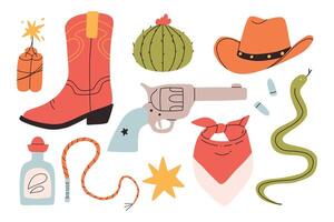 Set of wild west elements. clip arts of wild west cowboy. Collection of isolated texas and arizona elements. vector