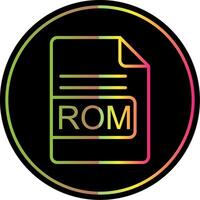 ROM archivo formato línea degradado debido color icono diseño vector