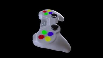 3d realistisch oud retro gaming controle roterend Aan alpha transparant achtergrond. video