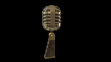 3d Realistic Old Retro microphone rotating on alpha transparent background. video