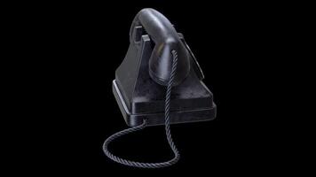 3d Realistic Old Retro telephone rotating on alpha transparent background. video