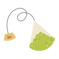 Tea bag with matcha tea. vector