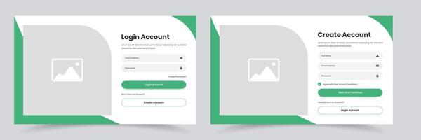 Minimalist layout of login and create account web application user interface vector