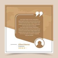 Minimalist customer review and quote presentation social media post banner template design vector