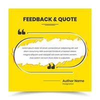 Customer feedback and quotation presentation abstract social media post layout design vector