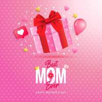 Happy Mother's Day banner design with 3d gift box vector