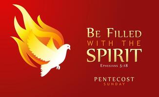 Pentecost Sunday church servive invitation. Christian billboard template vector