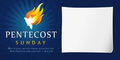 Pentecost Sunday invitation blank with empty sheet of paper. Greeting card template vector