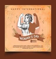 International Women Day Social Media Post Template Flat Cartoon Templates Background Illustration free vector