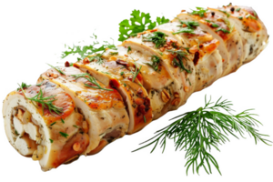 Juicy Meat Roulade With Sauce and Parsley png