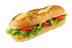 Fresh Sub Sandwich With Lettuce and Tomatoes png