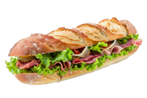 Classic Sub Sandwich With Meat, Lettuce, and Cheese png