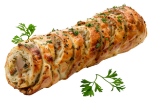 Meat Roulade in Bread With Parsley Garnish png