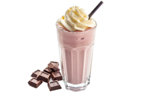 delicioso milkshake com açoitado creme e chocolate pedaços png