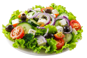 fresco salada com alface, tomates, pepino, azeitonas png