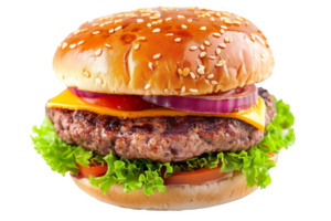 classico Hamburger con cipolle, lattuga, pomodoro, e formaggio png