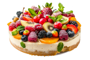 Fresh Fruit and Mint Topped Cake png