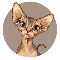 Cute Cartoon Style Sphynx cat Logo Illustration No Background Applicable to Any Context Perfect for Print on Demand Merchandise png