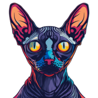 Cute Cartoon Style Sphynx cat Logo Illustration No Background Applicable to Any Context Perfect for Print on Demand Merchandise png