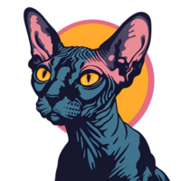 Cute Cartoon Style Sphynx cat Logo Illustration No Background Applicable to Any Context Perfect for Print on Demand Merchandise png