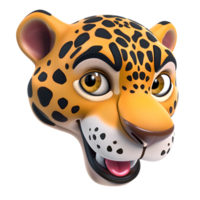 3D Cartoon Leopard Jaguar No Background Logo Illustration Perfect for Print on Demand png