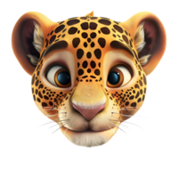 3D Cartoon Leopard Jaguar No Background Logo Illustration Perfect for Print on Demand png