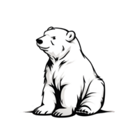 2D Cartoon Polar Bear Logo Illustration No Background Cute Digital Artwork Perfect for Print on Demand png