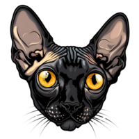 Cute Cartoon Style Sphynx cat Logo Illustration No Background Applicable to Any Context Perfect for Print on Demand Merchandise png