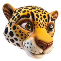 3d dibujos animados leopardo jaguar No antecedentes logo ilustración Perfecto para impresión en demanda png