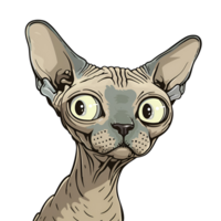 Cute Cartoon Style Sphynx cat Logo Illustration No Background Applicable to Any Context Perfect for Print on Demand Merchandise png