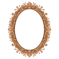 Vintage Golden Carving Frame with Floral Ornament. Elegant Oval Border in a Classic Baroque style png