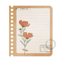 wijnoogst plakboek kleverig aantekeningen met bloemen. plakboek memo geïsoleerd Aan transparant achtergrond png