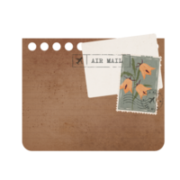 Vintage Scrapbook Sticky Notes with Flowers. Scrapbook Memo Isolated on Transparent Background png